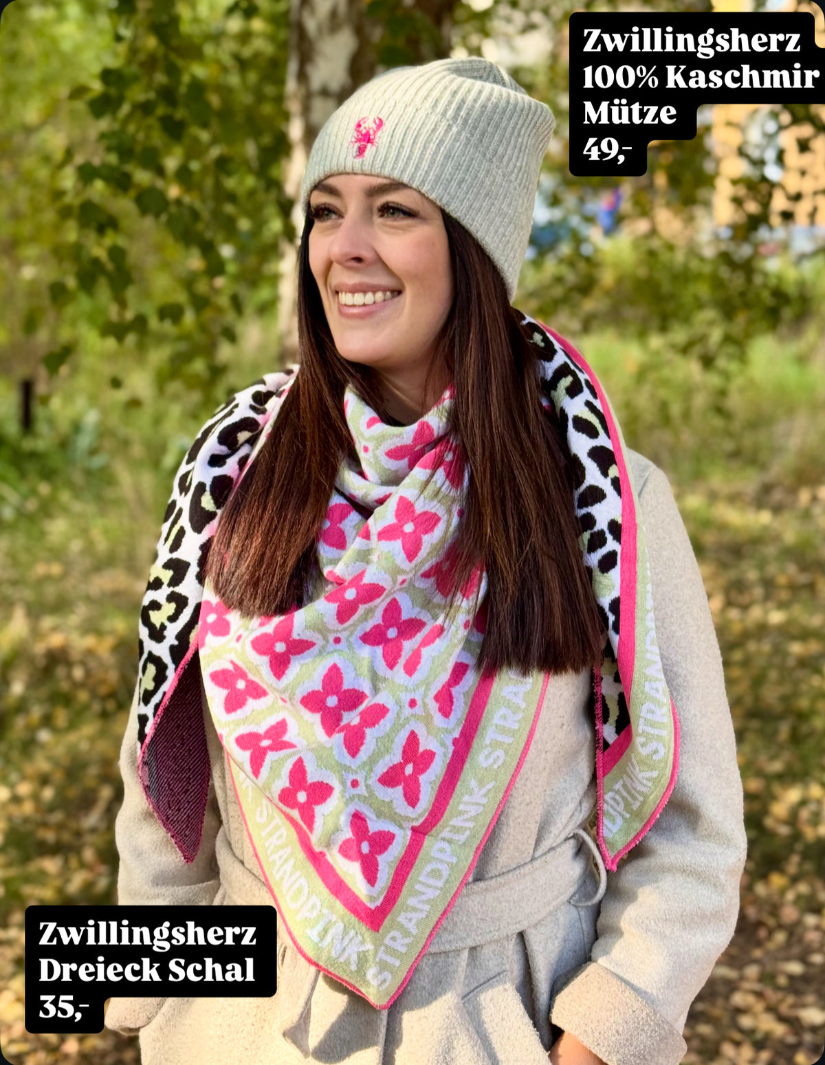 Zwillingsherz Schal „Strandpink“ bunt