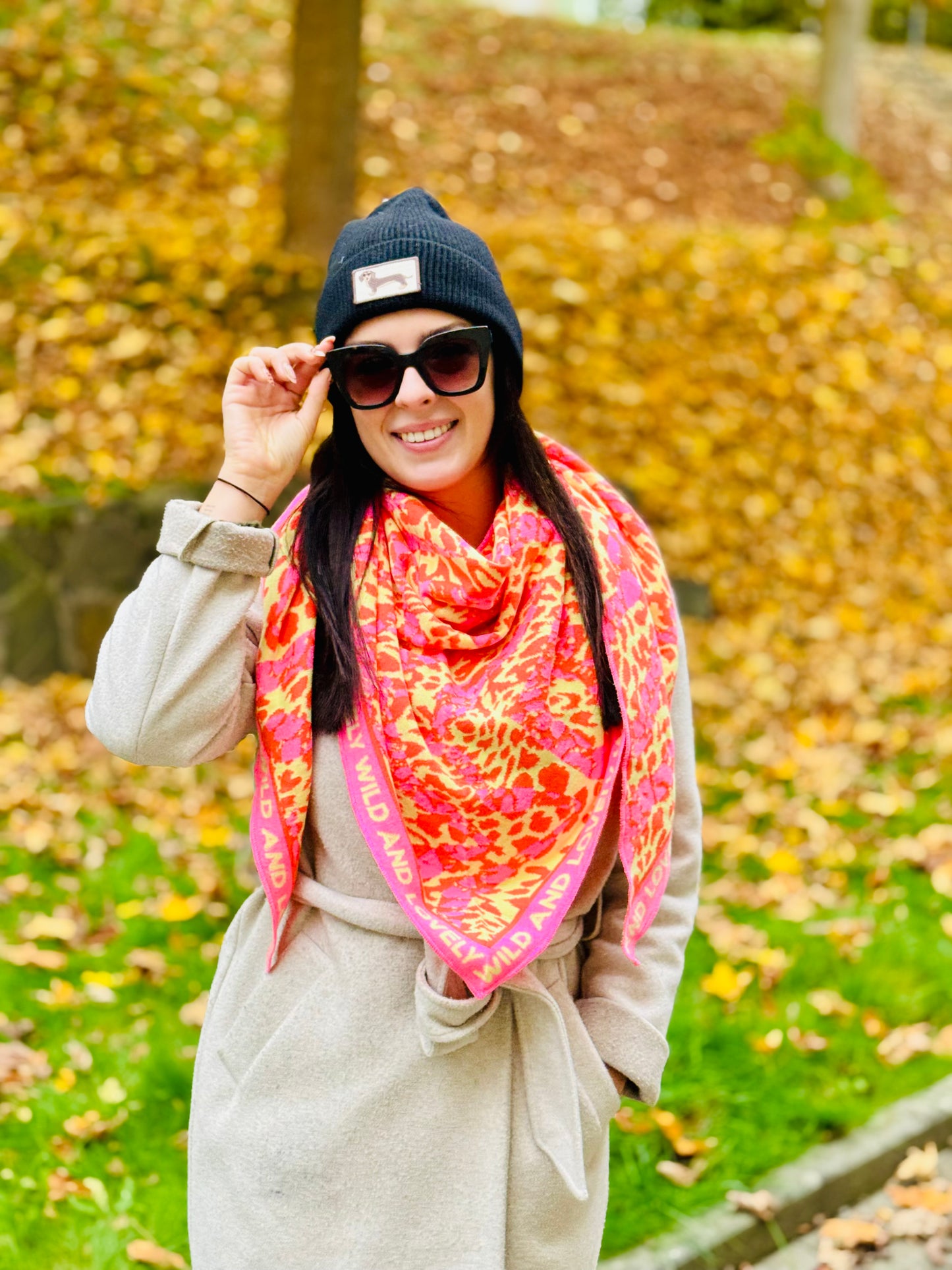 Zwillingsherz Schal neon orange gelb