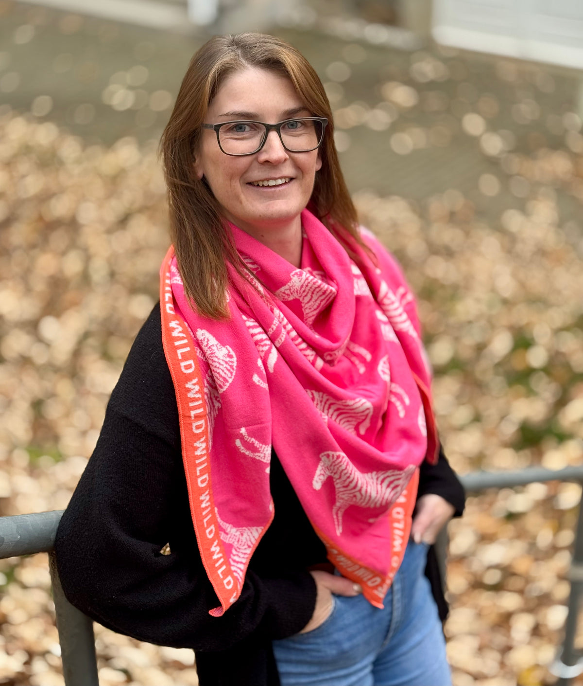 Zwillingsherz Schal „Zebra“ pink, orange