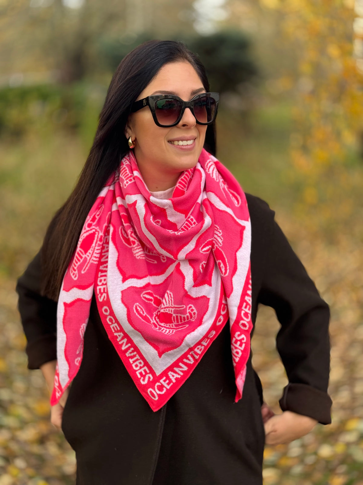 Zwillingsherz Schal „Lobster“ pink, weiss