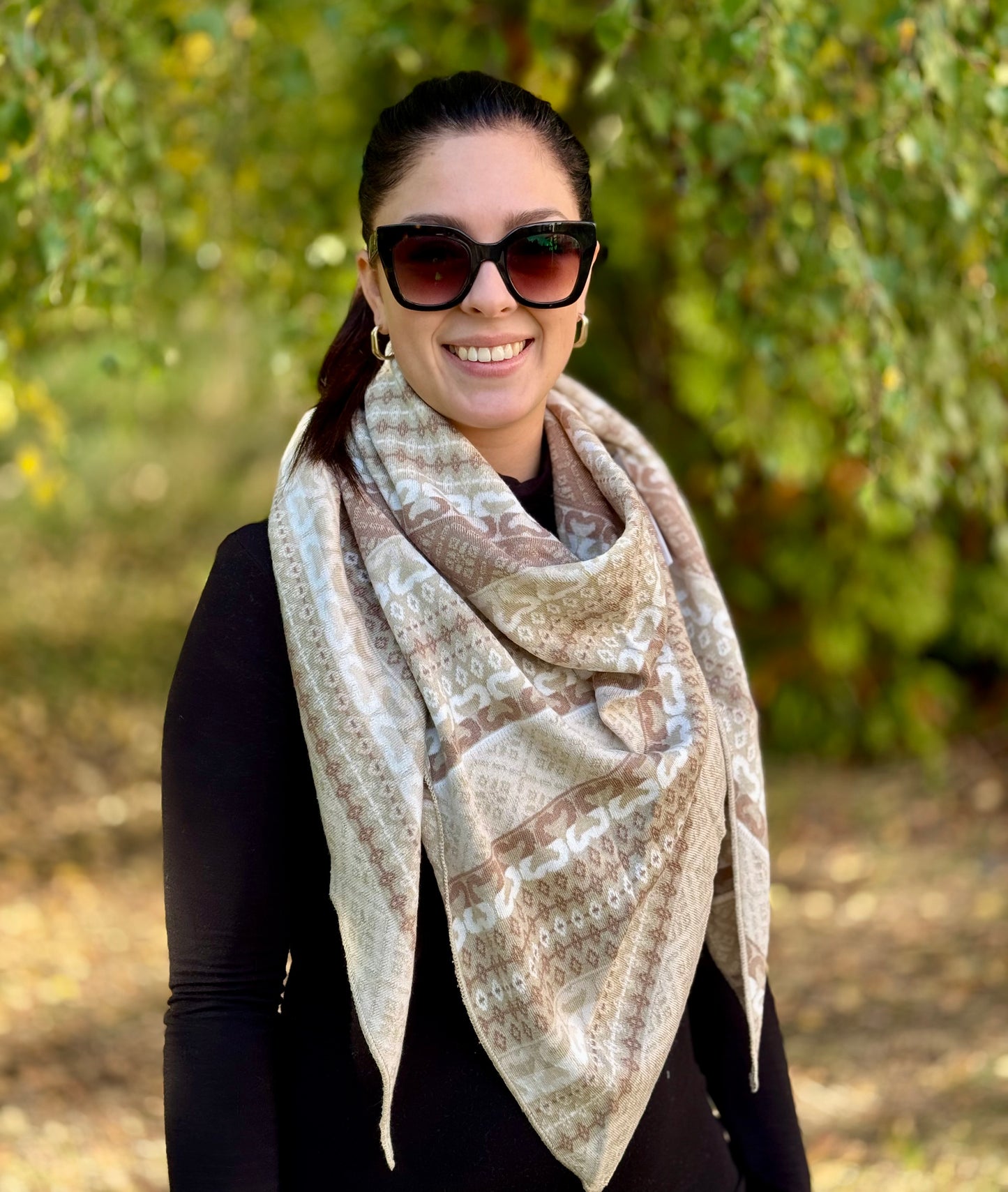 Zwillingsherz Schal „Maralda“ beige braun