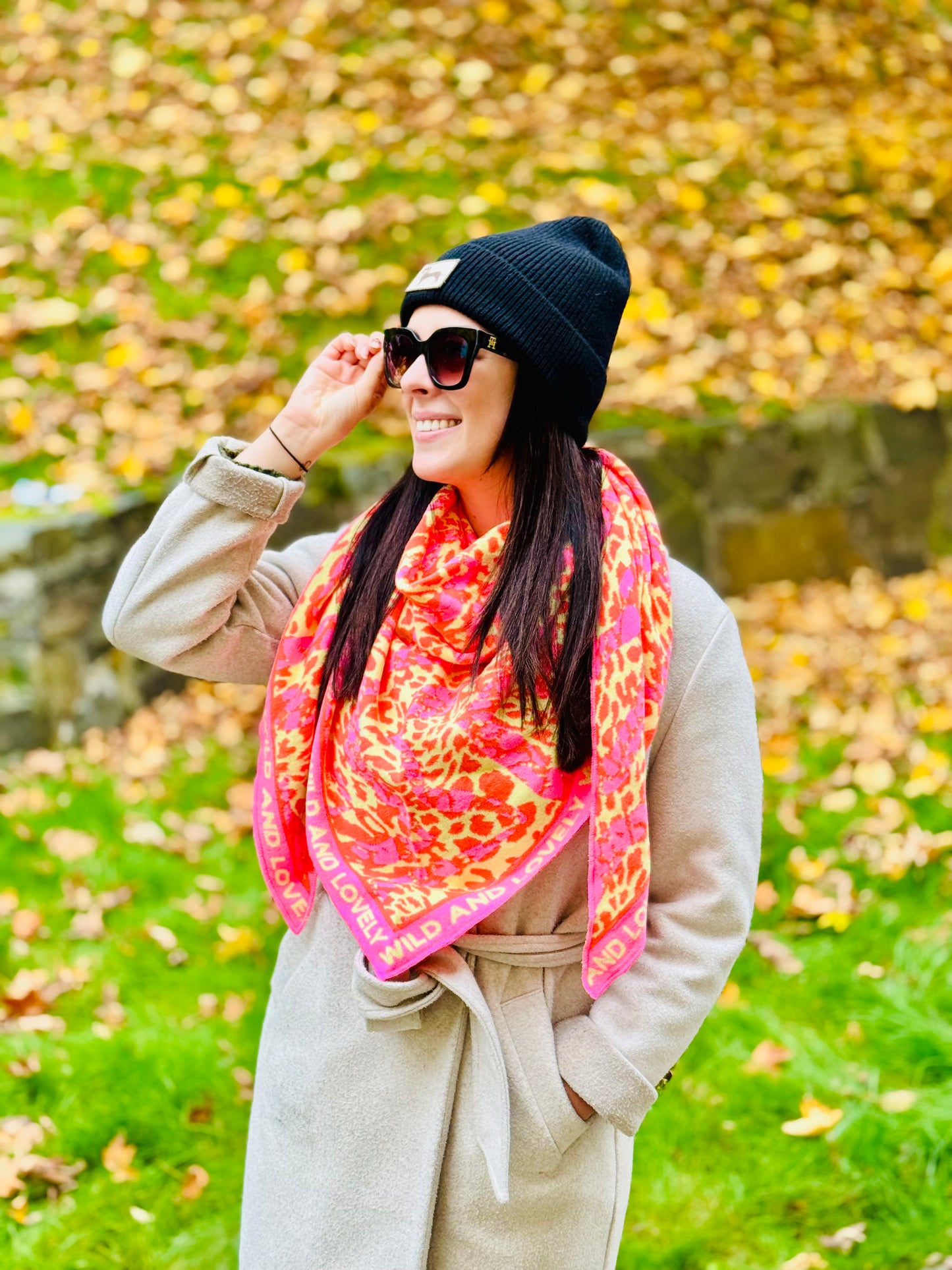 Zwillingsherz Schal neon orange gelb