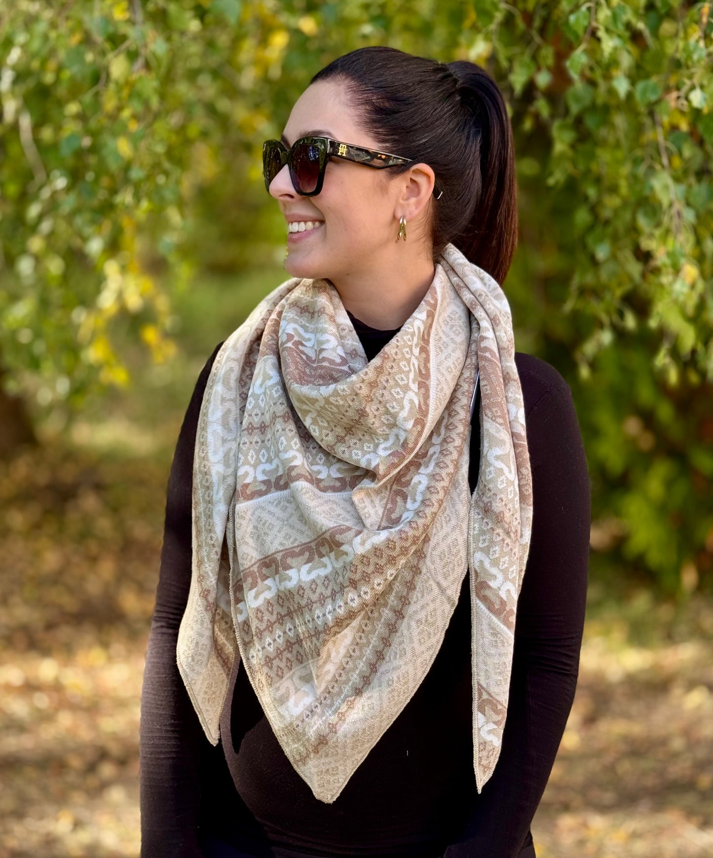 Zwillingsherz Schal „Maralda“ beige braun