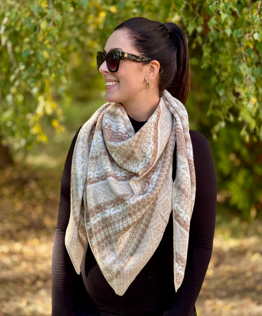 Zwillingsherz Schal „Maralda“ beige braun